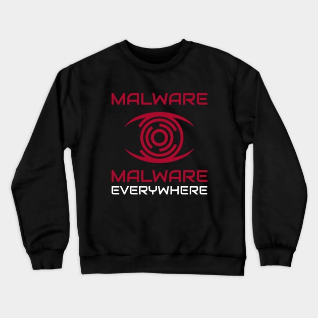 Malware, Malware Everywhere Cybersecurity Crewneck Sweatshirt by OldCamp